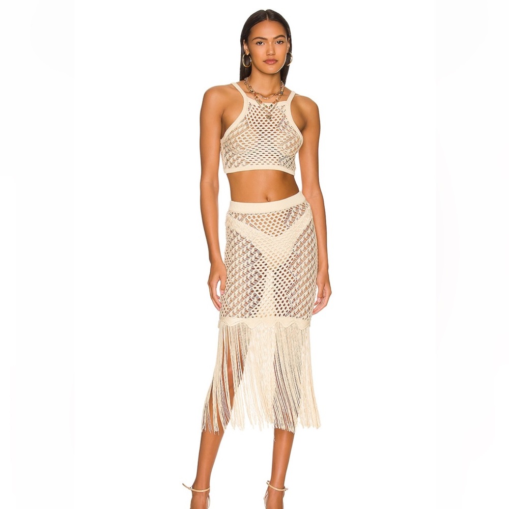 Ipanema crochet top and skirt by Camila Coelho in Ivory